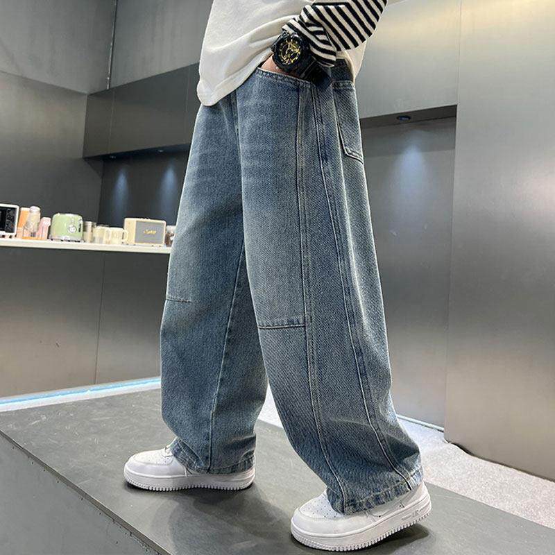 男童裤子春秋2025新款大童秋季男孩儿童加绒秋冬牛仔裤潮帅气时髦