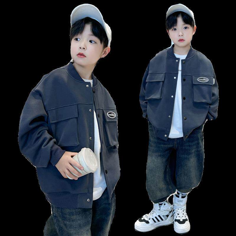 男童红色工装外套春秋2025新款儿童春装棒球服中大童夹克薄款炸街