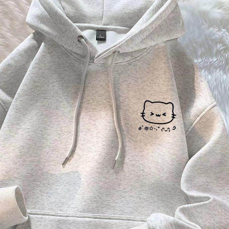 女童简约风重磅加绒灰色连帽卫衣中大童秋冬新款潮牌儿童外套上衣