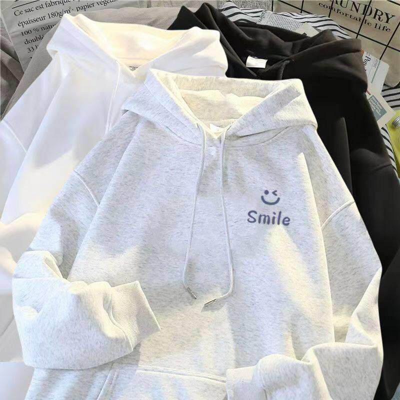 纯棉中大童儿童连帽卫衣男女童简约秋冬学院风百搭初中生帽衫上衣