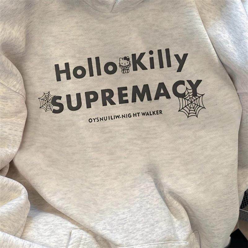 女童早秋新款kitty猫连帽卫衣初中生冬季加绒加厚超好看洋气上衣