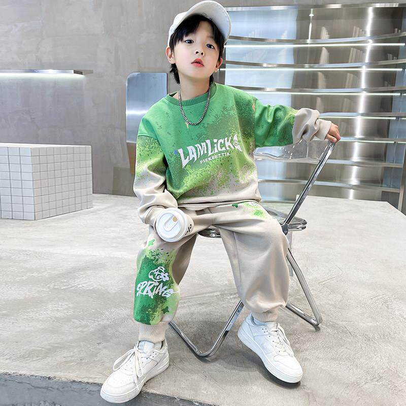 儿童套装男童春装卫衣套装2025新款中大童春秋冬款男孩帅气时髦春
