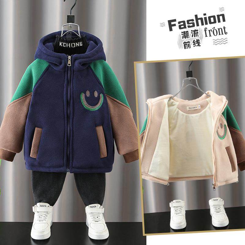 男童摇粒绒外套春秋冬款儿童加绒毛毛衣男孩子宝宝加厚棒球服3岁9