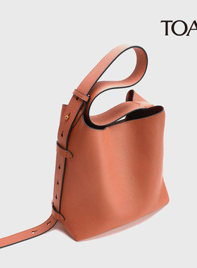 牛皮单肩斜挎水桶包子母包