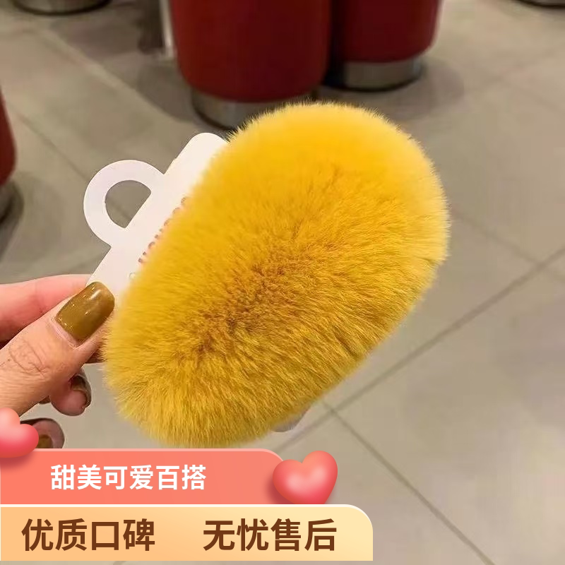 秋冬毛毛侧边刘海bb夹芒狗发卡毛绒芒果核发夹獭兔高级感碎发边夹