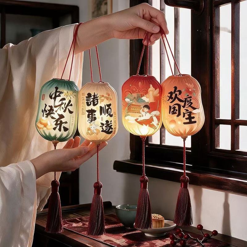 中秋节小红灯笼挂饰发光树挂件氛围感中式传统手提花灯装饰品