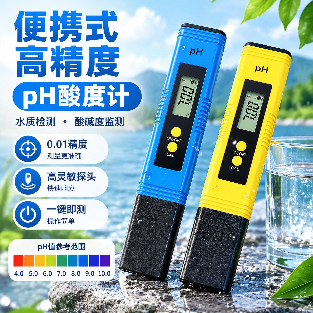 液体酸碱度 PH 测试笔便携式高精度酸度计水产养殖水质 PH 检测仪