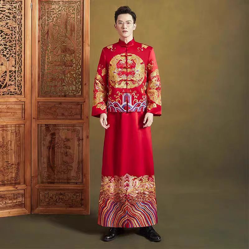 出租高端中式秀禾服婚服2024新款夏季小个子龙凤褂男嫁衣新娘租赁图片