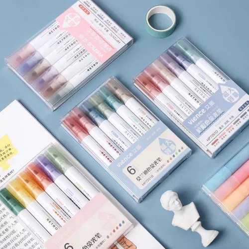 Флуоресцентный маркер для школьников, цветные карандаши, комплект, широкая цветовая палитра