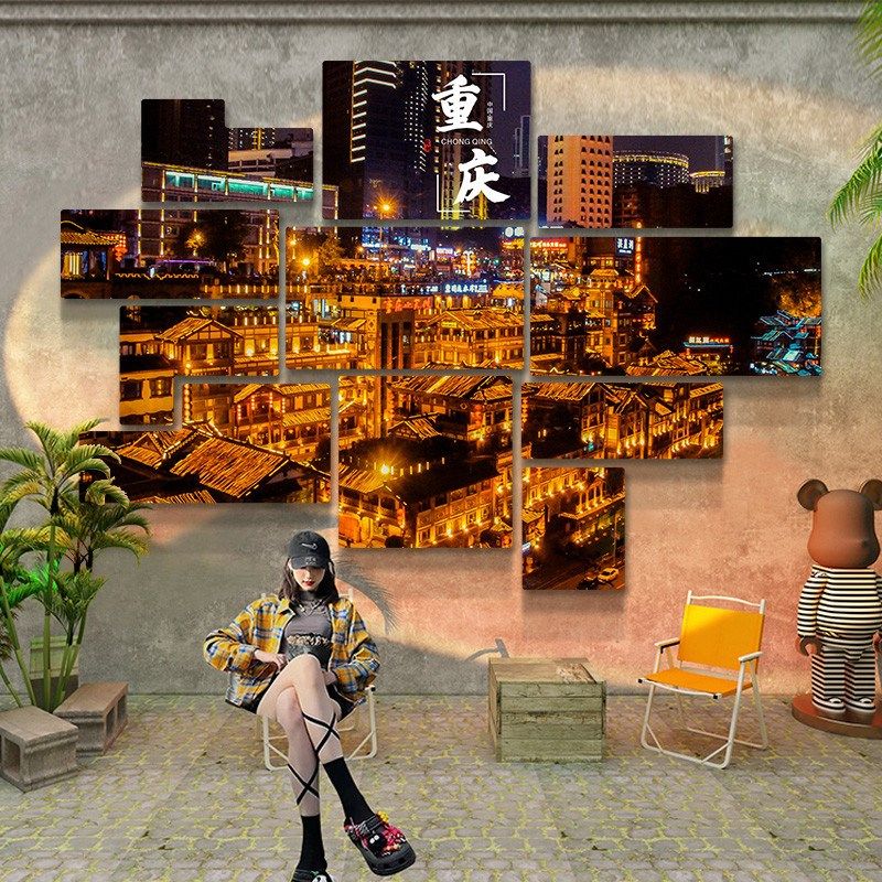 城市地名打造网红墙打卡拍照区氛围布置背景墙Q壁面装饰餐饮烧烤,家居饰品,文化墙贴,淘宝优惠券,粉丝福利购,淘宝优惠卷