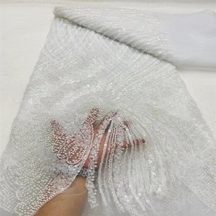 高端珠管a泡珠绣亮片网纱蕾丝布料欧美时装 lac 婚纱礼服辅料beads
