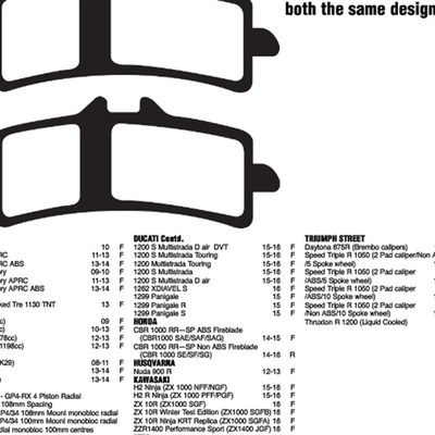 适用于铃木隼1300 13-16 GSXR600 11-16H GSXR1000 12-16前刹车皮