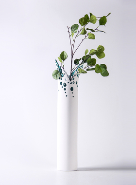 现代简约创意陶瓷白色镂空花瓶插花器F摆件样板房间客厅电视柜装