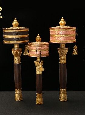 亚青铜手摇转转轮民族p手持静音转金筒家居办公桌面摆件藏族转动