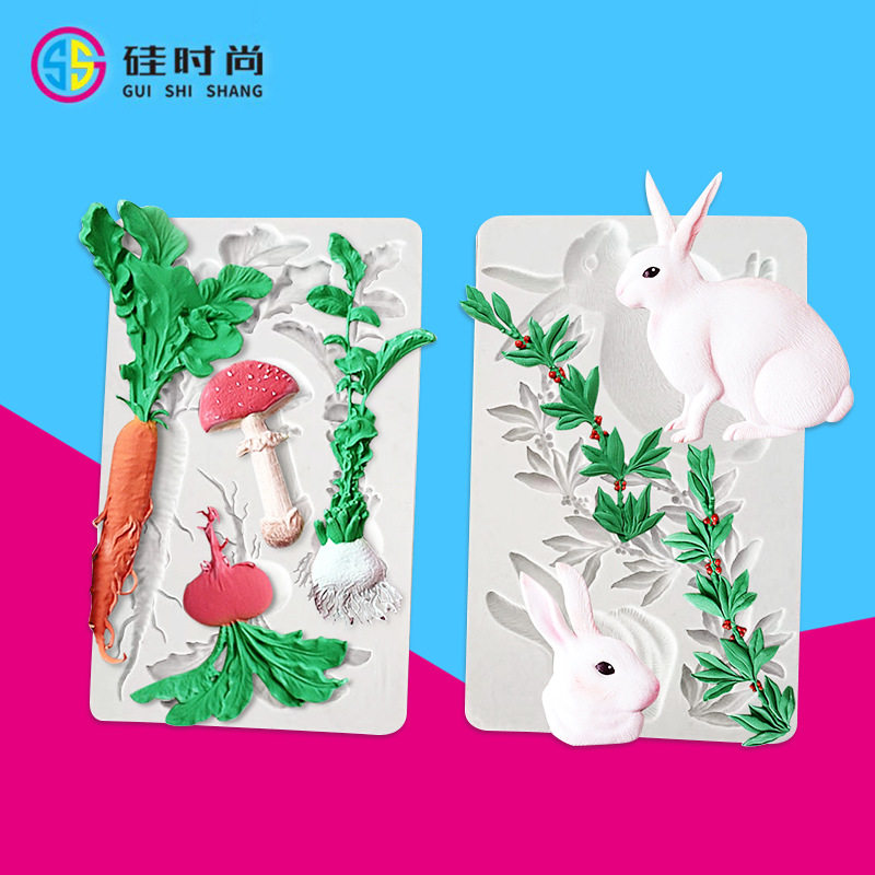 厂家直销节兔子硅胶模具胡萝卜硅胶模具蛋糕围边装饰翻糖硅胶模具