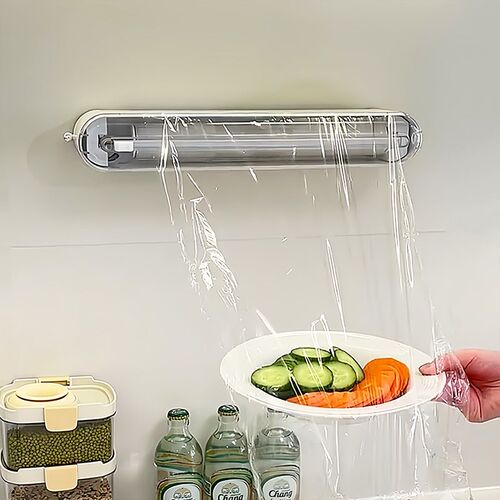 热销吸盘式保鲜膜切割器收纳盒厨房家用壁挂烘焙纸锡X纸收纳盒厨