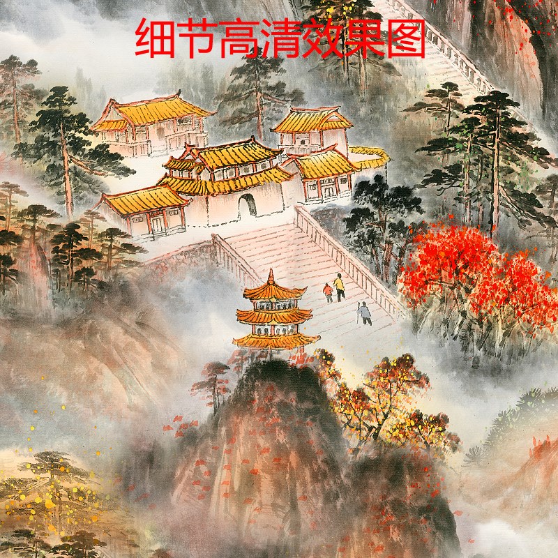 热销自带背胶画自粘画有q山无水壁画入户玄关门贴装饰画走廊防水