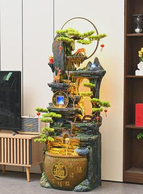新款新中式假山流水喷泉客厅玄关装饰F电视柜旁边落地摆件乔迁新