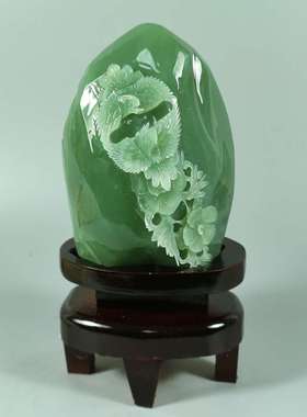 天然玉石摆件客厅招财玄s关原石岫岩玉雕摆件山水玉器岫玉摆件精