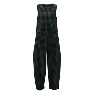 Womens Gingham Print Sleeveless Tank Top & Wide Leg Pants