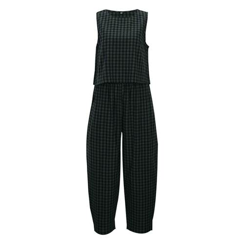 Womens Gingham Print Sleeveless Tank Top & Wide Leg Pants