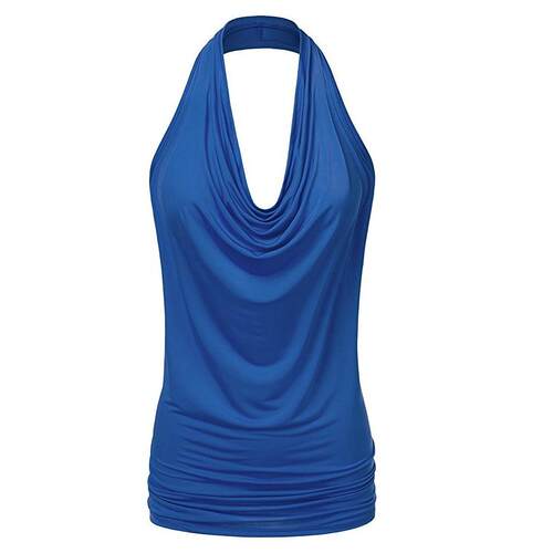 Plus Size Solid Color Casual Sleeveless Halter Neck Top Top