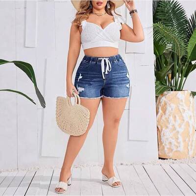Womens Denim Blue Shorts Summer Bottoms Skinny Jeans Shorts
