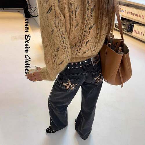 Jeans For Women Mid High Waisted Womens Jeans With Leopard