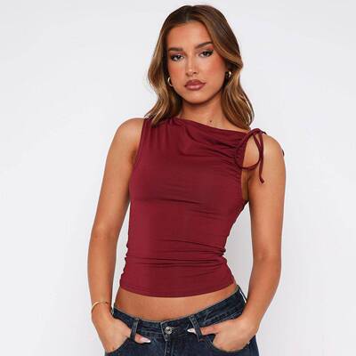 Halter Tie One-Shoulder Cami Tops Womens 2025 Summer New Fit