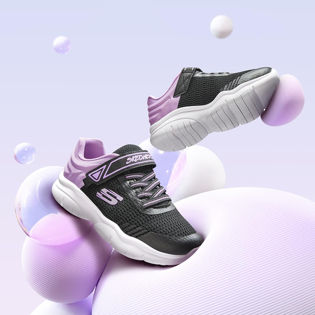 Skechers斯凯奇春季新款女童魔术贴运动鞋时尚百搭小白鞋302476L