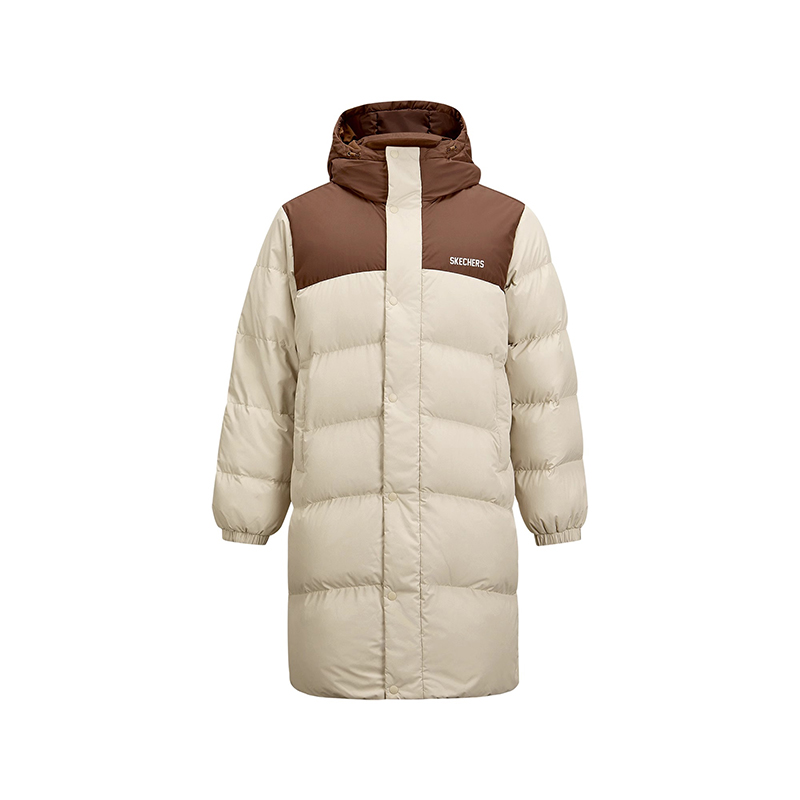 Skechers斯凯奇男女款冬季撞色简约梭织长款羽绒外套L424U184