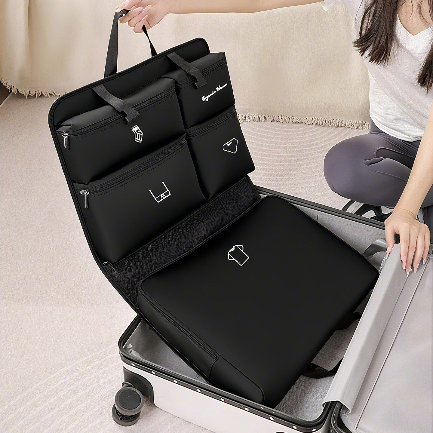 行李箱衣物整理包旅行收纳袋七合一衣服内衣内裤收纳袋出差便携式