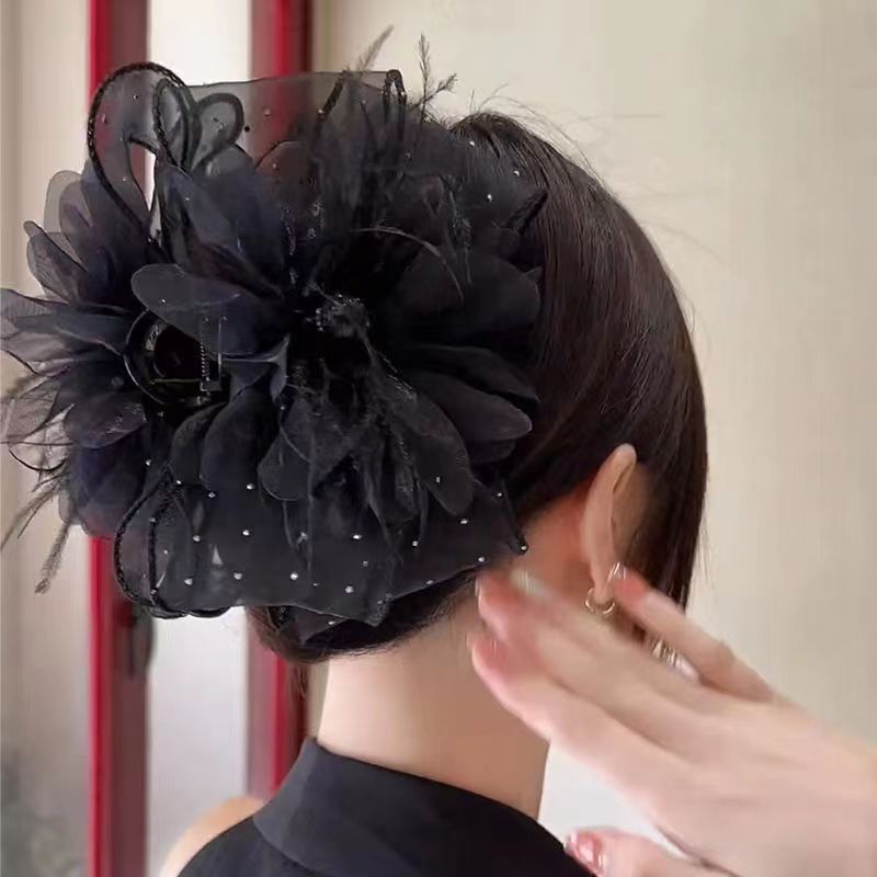 满天星花朵羽毛抓夹大号女2025