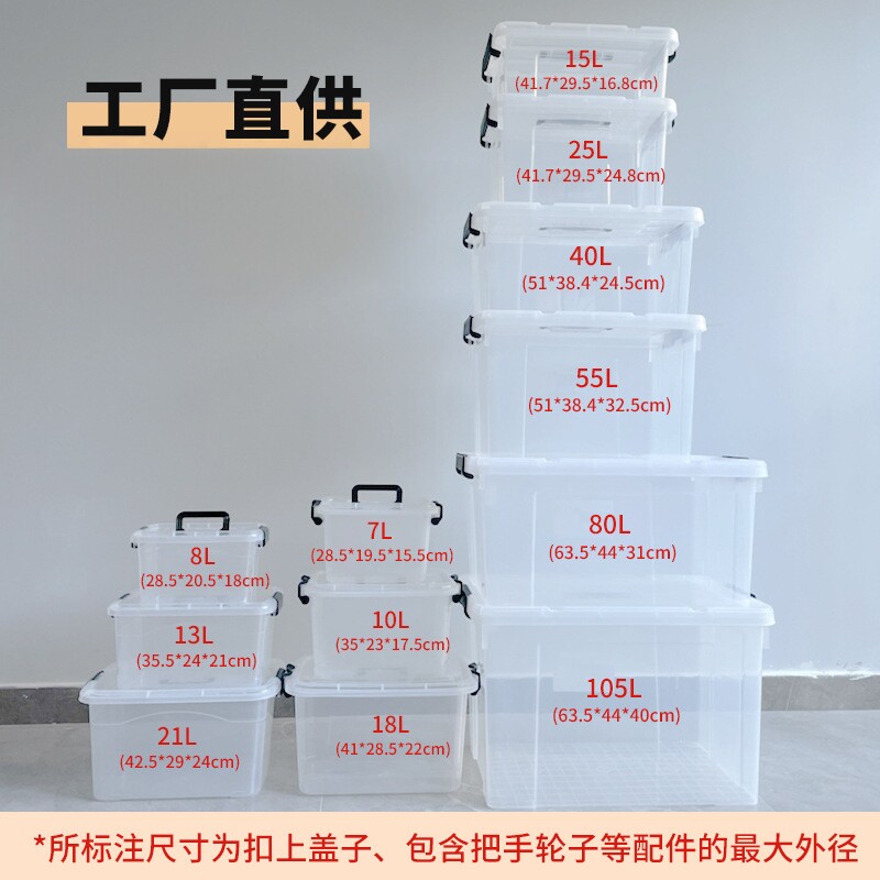 特大号透明收纳箱加厚家用衣服玩具整理箱带提手塑料储物箱收纳盒