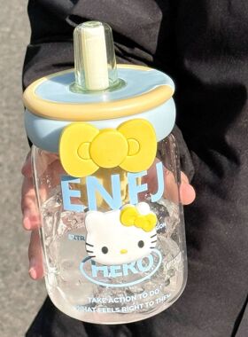 玻璃杯女生高颜值吸管水杯新款学生便携耐高温茶水分离办公室杯子