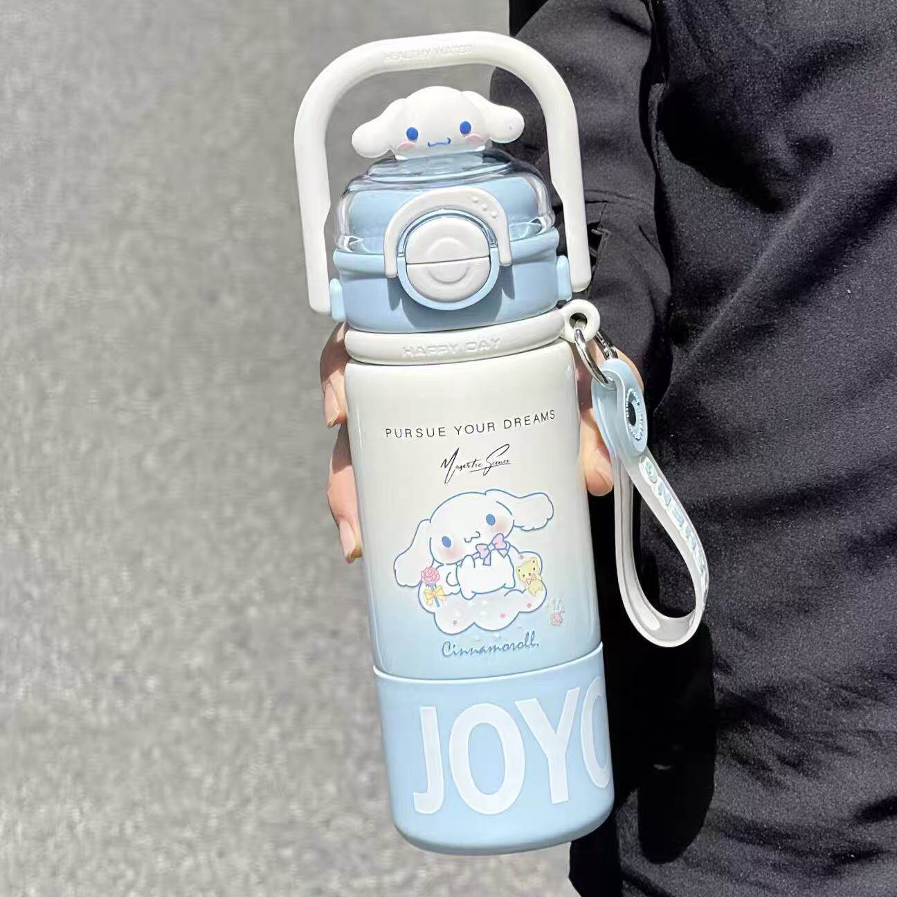 hellokitty水杯可爱保温杯学生吸管水杯上学专用手提便携式高颜值