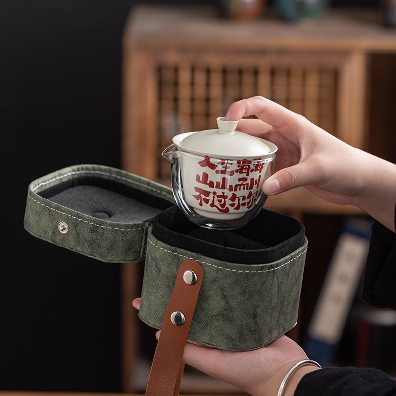 善简旅行茶具家用户外p便携车载陶瓷快客杯小套装会客一壶两杯定