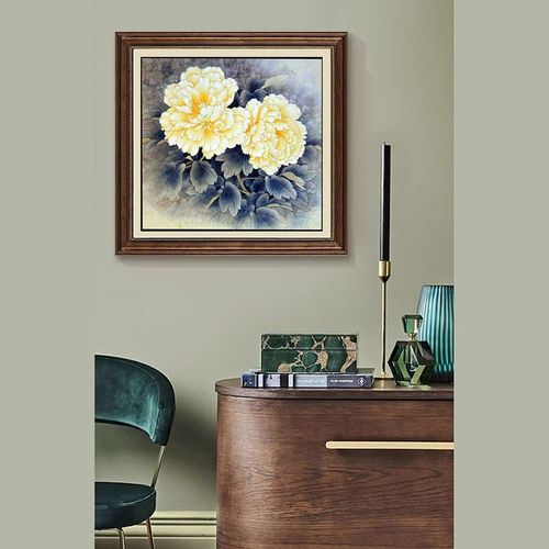 苏绣DIY套件初学 黄牡丹花卉 客厅卧室走廊玄P关办公室 刺绣装饰