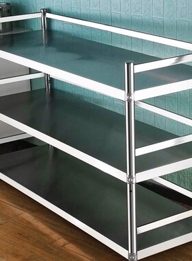 不锈钢围栏c厨房置物架多层微波炉烤箱架落地多Q功能置物架带轮货