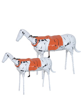 现代简约新中式创意镂空白马女孩金属雕塑摆件样板间客Z厅动物装