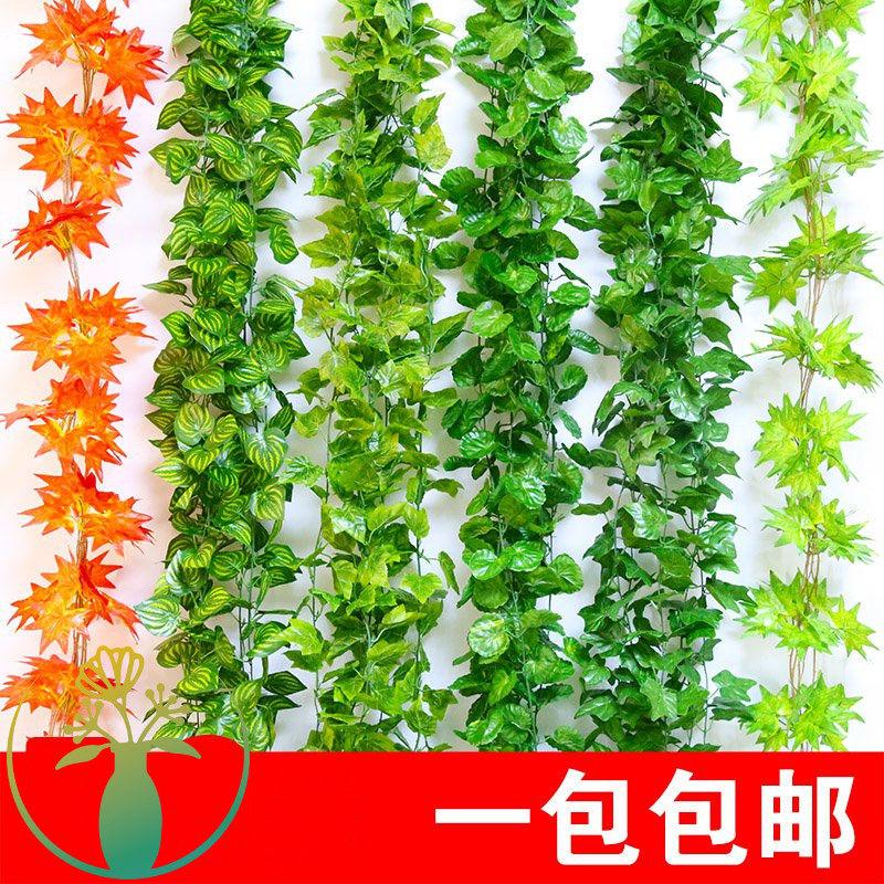 仿真绿叶树绿植屋顶p塑料假花腾藤曼叶空调萄叶藤条葡水管装饰