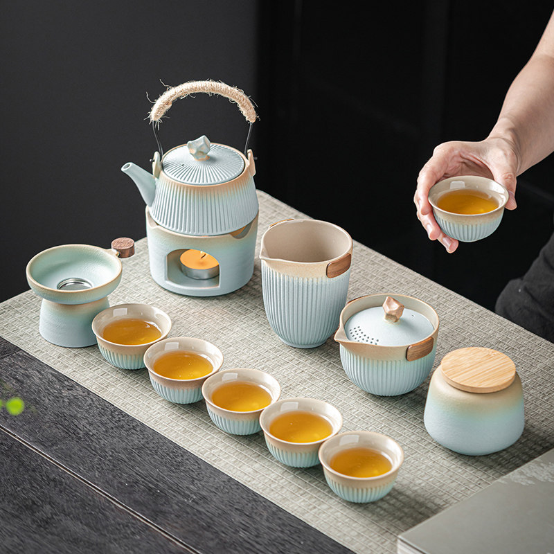 粗陶功夫茶具套装 煮茶炉蜡烛加热温茶器泡茶壶茶杯整套礼盒送礼