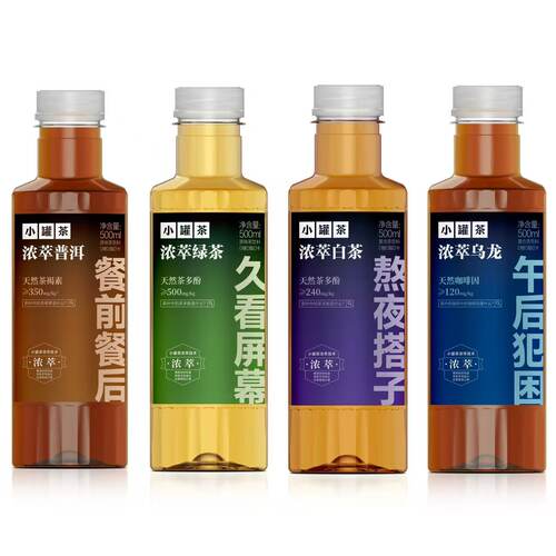 【新品】小罐茶浓萃普洱白茶绿茶乌龙无糖0脂0卡茶饮料500ml*5瓶