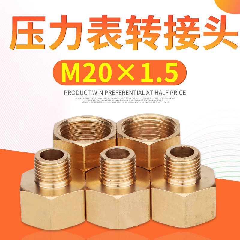 厂家直销接头 黄铜转换管接头  配件 M20*1.5转2分 4分 外牙直通