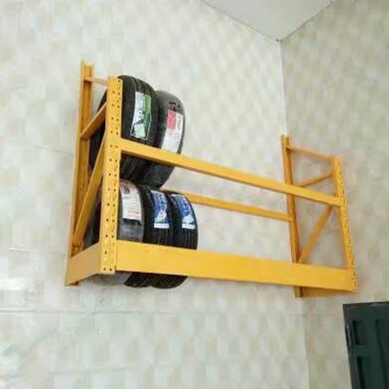 时通2米长单层挂k墙黄色轮胎货架汽车用品展示架拆装挂墙车库调节