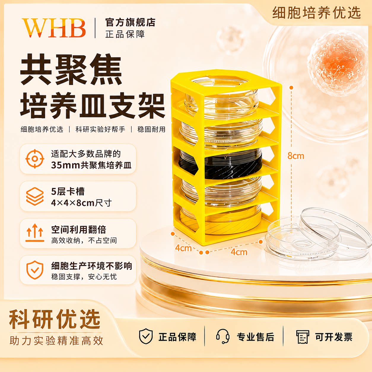 WHB共聚焦培养皿支架5层卡槽4*4*8cm尺寸适配35mm共聚焦培养皿稳图片