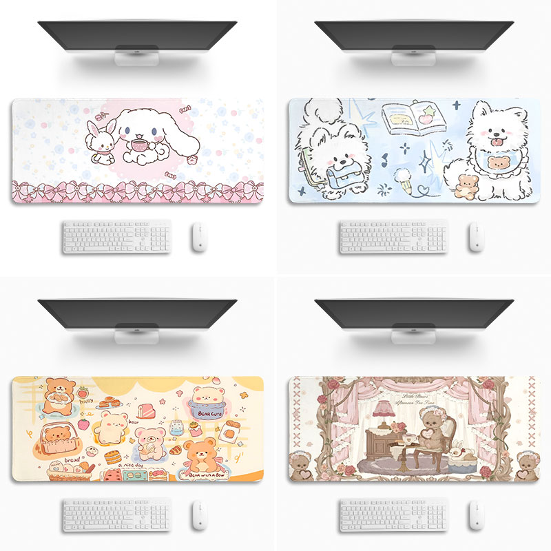 粉色少女心鼠标垫超大号2025新款电脑垫子键盘桌垫办公定制玉桂狗