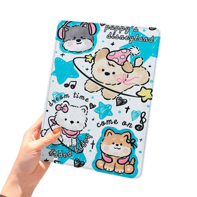 涂鸦小狗2020款ipad10保护套pro2018苹果mini6外套ipod9迷你4壳air5适用2平板3带笔槽十6第8代三折卡通九可爱