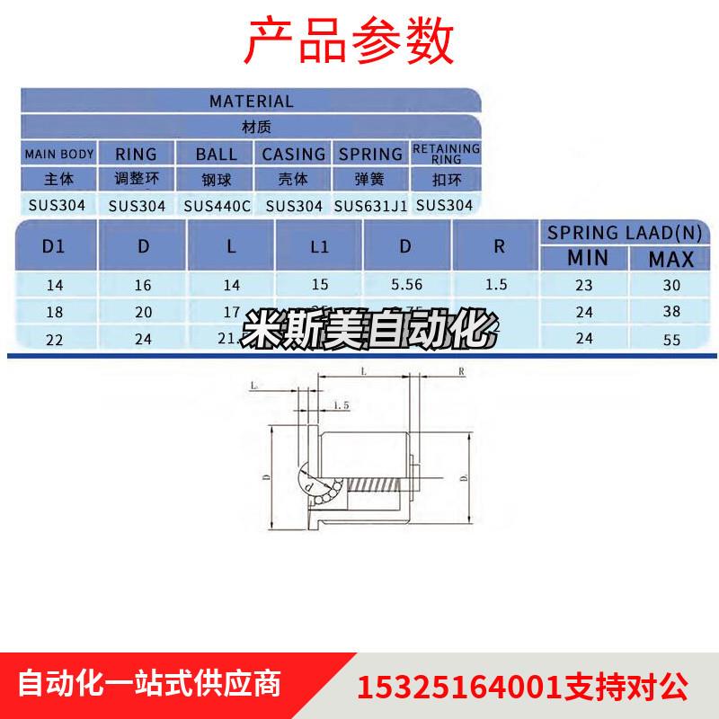 不锈钢钢珠滚轮BCHP14/18/22万向滚珠牛眼轮球螺栓球头柱塞BCHPT