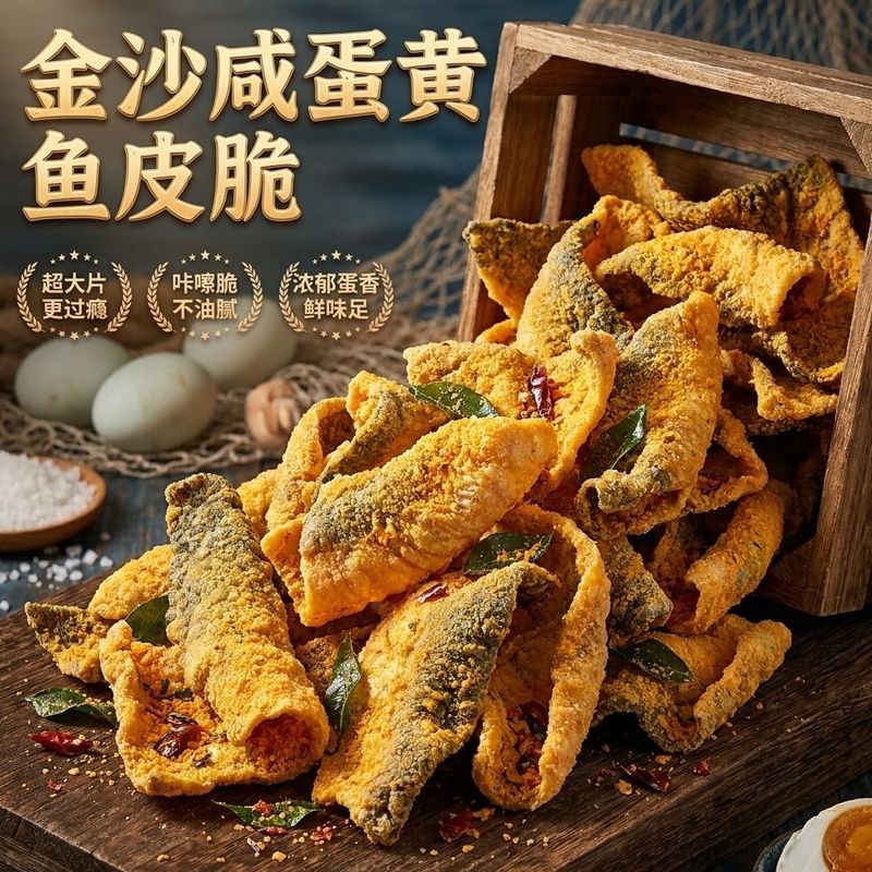 咸蛋黄鱼皮脆港式风味下午休闲零食香酥鱼皮童年微辣解馋正品小吃